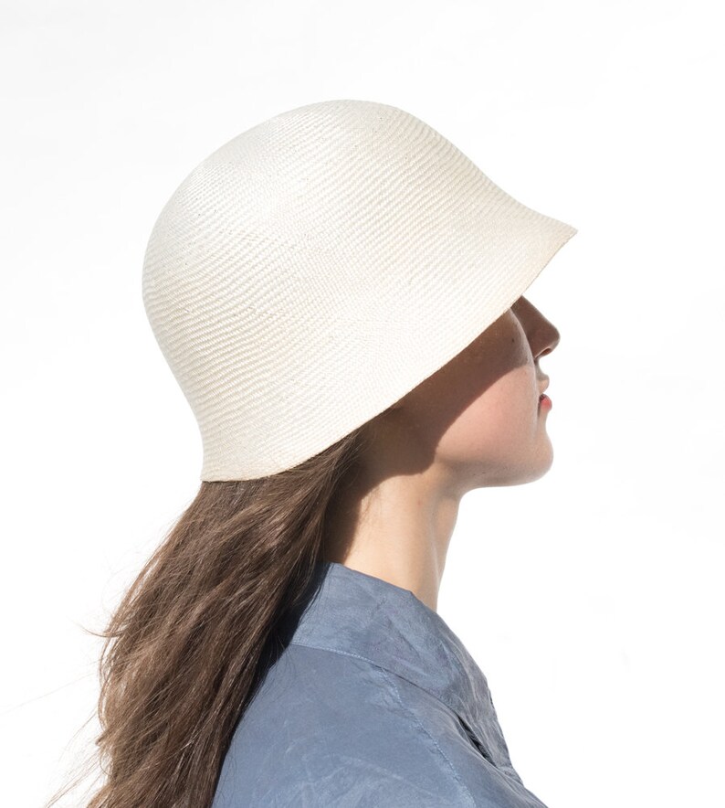 Summer cloche for ladies made of gossamer natural weave. Handmade timeless designer hat in the purist style of the golden twenties. Oryanne image 4