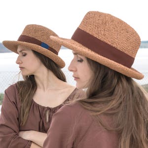 Fedora Women's /Men's, summer straw hat sun hat, millinery, stylish, elegant, designer mode,wide brim, handcrafted, fashion, outfit, Palermo image 4