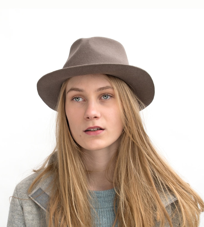 Felt Fedora Women Hat Felt Hat Stylish Wide Brimmed - Etsy