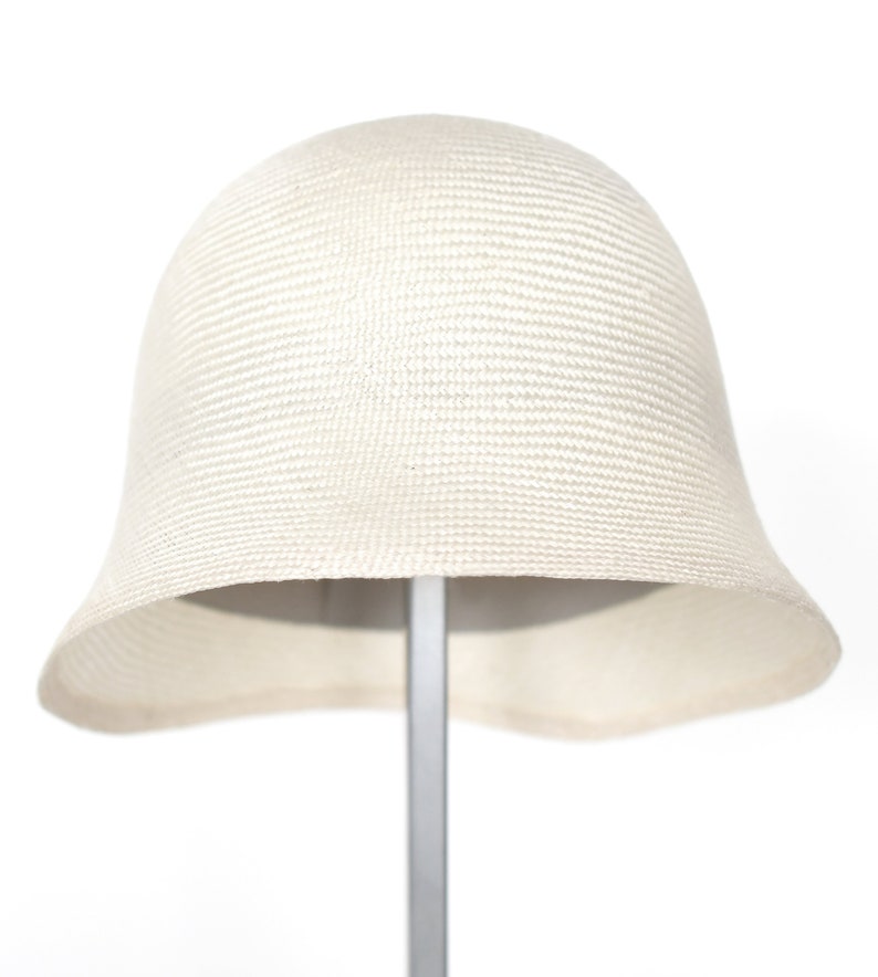 Summer cloche for ladies made of gossamer natural weave. Handmade timeless designer hat in the purist style of the golden twenties. Oryanne image 5