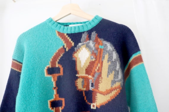 AMAZING vintage horse sweater sz. S picture sweat… - image 3