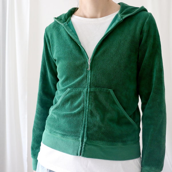 Vintage Juicy Couture hoodie grass green terry cloth Y2K