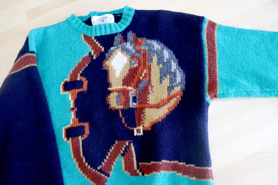 AMAZING vintage horse sweater sz. S picture sweat… - image 4