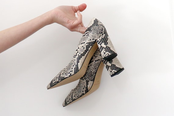 EUC Marc Fisher snake print block heels pointed t… - image 1