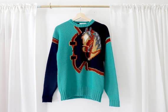 AMAZING vintage horse sweater sz. S picture sweat… - image 1