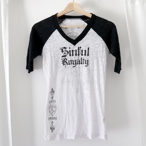 True Y2K vintage bling ringer shirt with rhinestones
