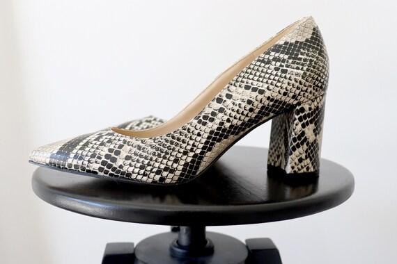 EUC Marc Fisher snake print block heels pointed t… - image 4