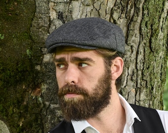 Newsboy Cap for Men, Herringbone Flat Cap, Ivy Hat Wool Blend, Mens Caps, Gatsby Hat