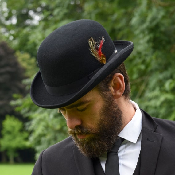 Sombrero de Derby negro para hombre de bombín - Etsy