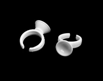 100Pcs Disposable Glue Ring Holder Pallet For Eyelash Extension Tattoo Set White