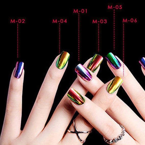 6 Colors Chameleon Mirror Chrome Effect Nail Art Powder Manicure Pigment Glitter