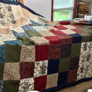 Diagonal Blocks- 106&quot; x 104&quot;Handmade Quilt