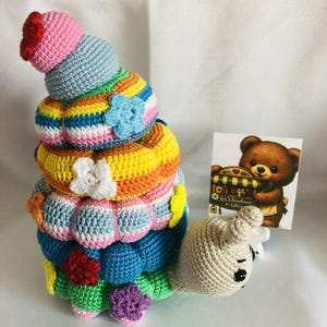 Peluche a forma di lumaca e fiori all'uncinetto - Amigurumi educativo - Regalo di compleanno fatto a mano per bambini - Apprendimento dei colori