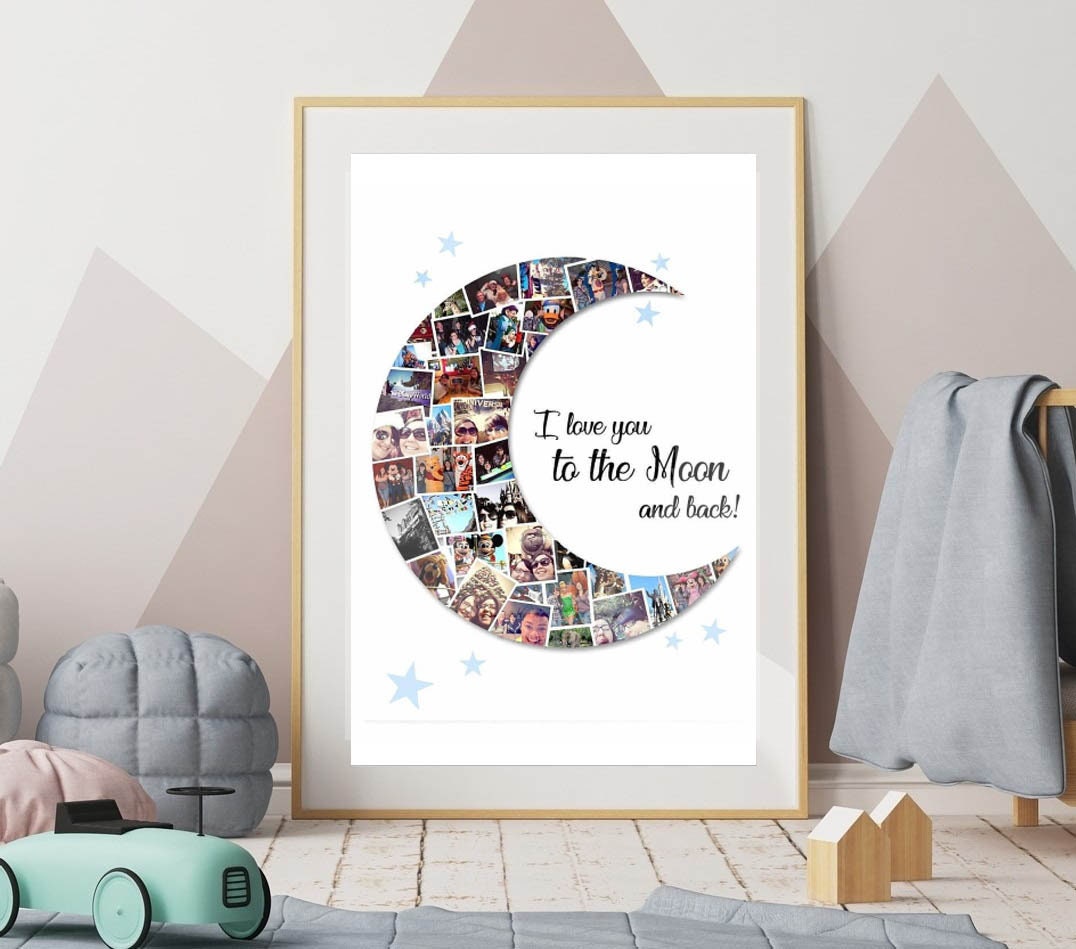 Moon Collage, Valentines day, gift ideas, anniversary, memories, photo album, scrapbook, collection, keepsake, i love you to the moon