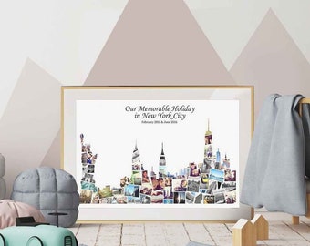 New York Skyline Destination Photo collage gift idea for her housewarming gift idea for couple anniversary gift for him digital prints