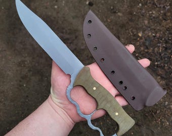 Handmade Drop Point Knife in 80CRV2 with Micarta Scales - No Lead Time - Available to Ship