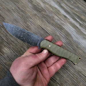 Handmade Tactical Drop Point Knife in 80CRV2 with G10 Scales - Made To Order - 8 to 10 Week Lead Time