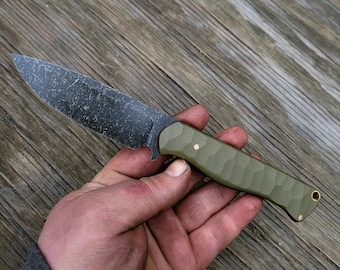Handmade Tactical Drop Point Knife in 80CRV2 with G10 Scales - Made To Order - 8 to 10 Week Lead Time