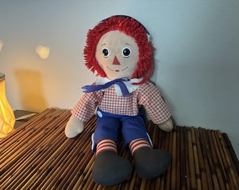 Vintage Knickerbocker Raggedy Andy Doll peluche cheveux fil rouge Taiwan