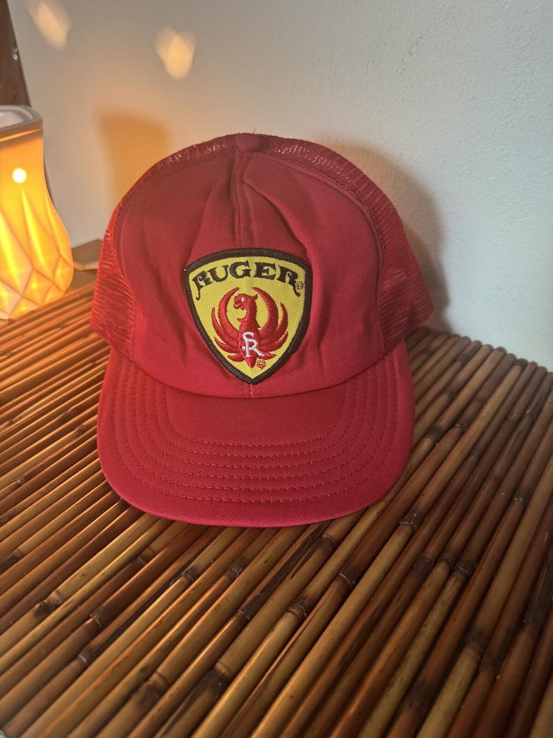 vintage Ruger Trucker Hat rouge maille Snapback USA made firearms casquette des années 80 image 1