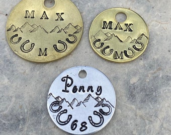 Custom Horse Name Tag for Tack & Gear | Personalized Aluminum or Brass Barn Tag | Hand Stamped Equestrian Tag