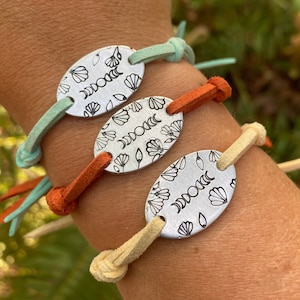 Floral Moon Phase Bracelet: Vegan Leather Tie-On Friendship Jewelry