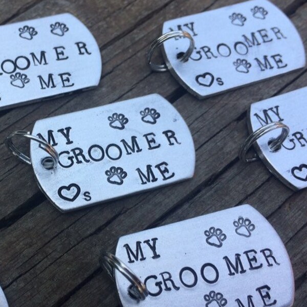 My Groomer Loves Me / dog grooming accessories, pet parent gift, wholesale grooming supply, pet tag, holiday gift, pet bows, pet stylist