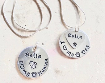 Best friend necklace / human and pet matching, custom pet jewelry, inspirational jewelry, personalized gifts, pet parent gift, I love my dog