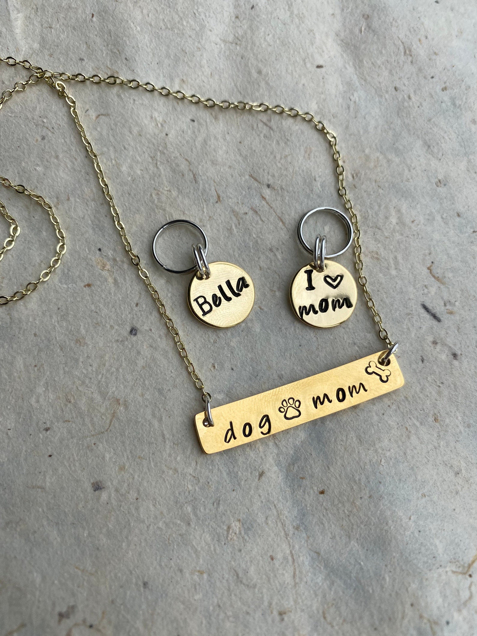 Dog mom necklace with custom dog tag / Etsy