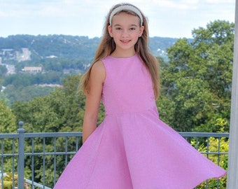 Dress for Girls - Vintage inspired classic pink flattering seersucker dress for girls with new tween sizes.