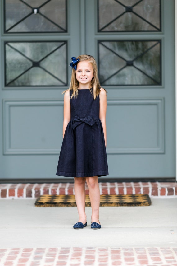 Girl Dress Blue Denim Dress Etsy Canada