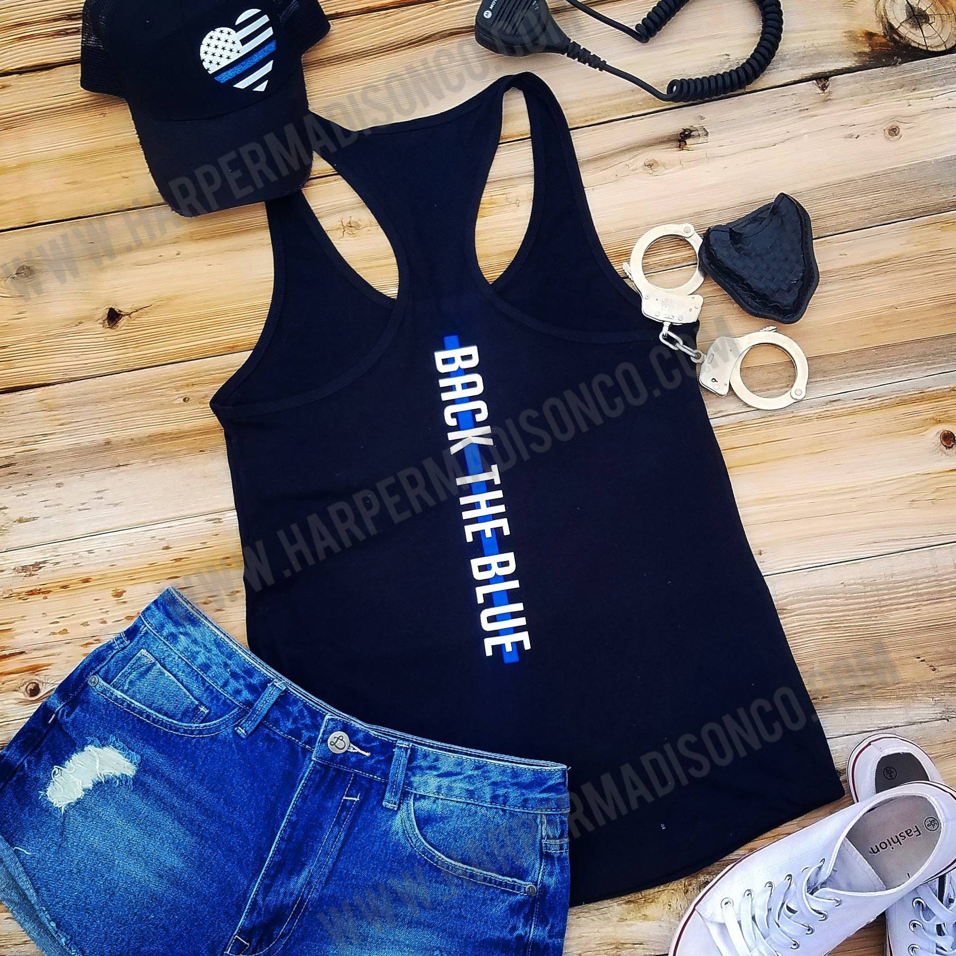 Mothers Day Tank Back The Blue Tank Police Wife Tank Top Thin Blue Line Tank Support The Police Tank Support Law Enforcement Tank