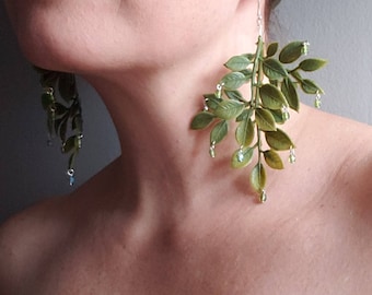 Bold Leaf earrings, leaf jewelry, Forest Goddess, Nature Earrings, Boho leaf, Earth Goddess jewelry, Forest Fairy jewelry, nature earring