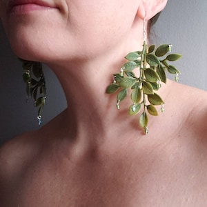 Bold Leaf earrings, leaf jewelry, Forest Goddess, Nature Earrings, Boho leaf, Earth Goddess jewelry, Forest Fairy jewelry, nature earring