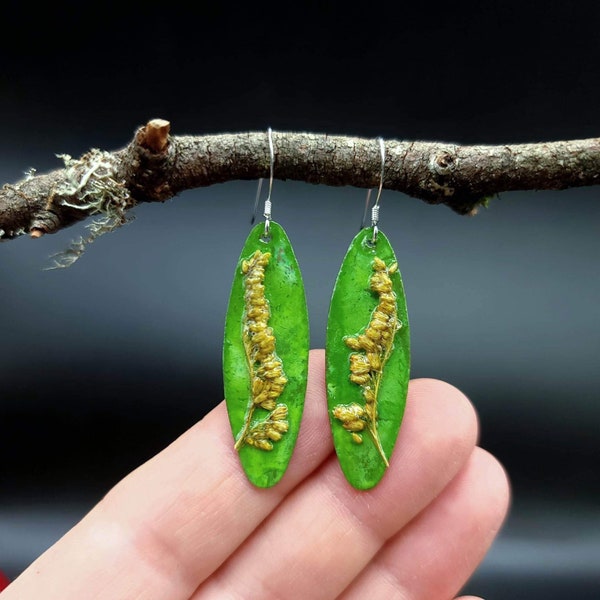 Goldenrod Jewelry, Real Goldenrod Earrings, Nature Inspired Earrings, Vermont Jewelry, Wildflower Jewelry, Jewelry For Nature Lovers, VT