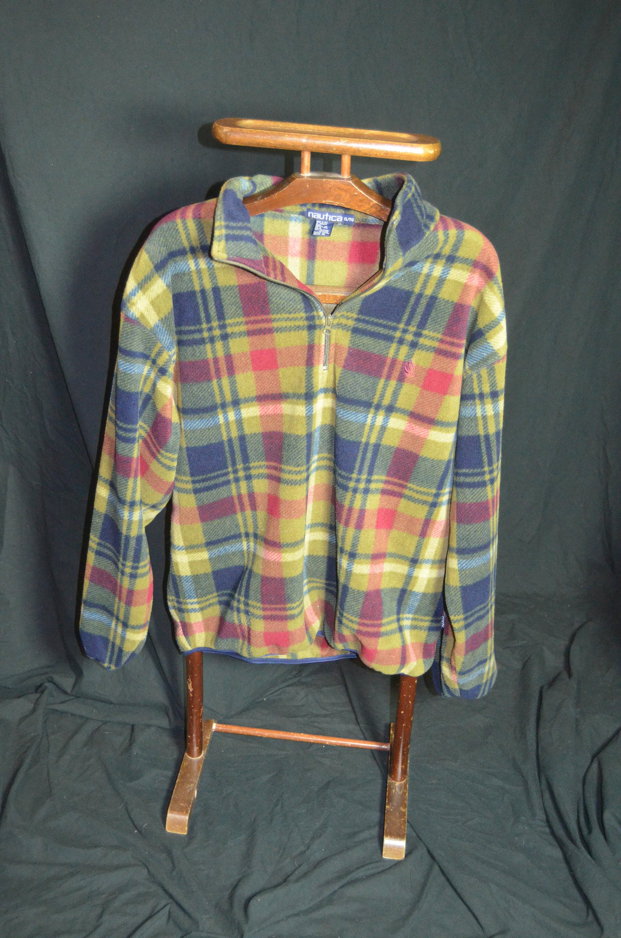 checkered fleece pullover