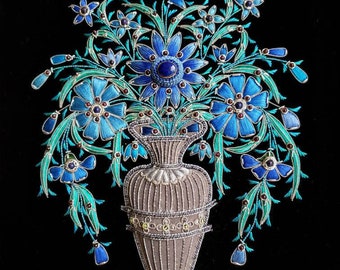 Hand Embroidered Silk Flower Wall Art: Zardozi Home Decor