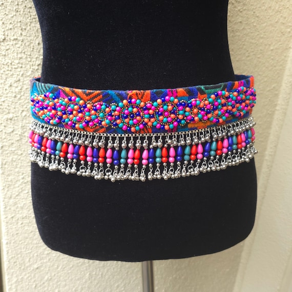 Beaded Belly Dance Belt: Ghungroo Fringe, Adjustable Boho  display picture 1