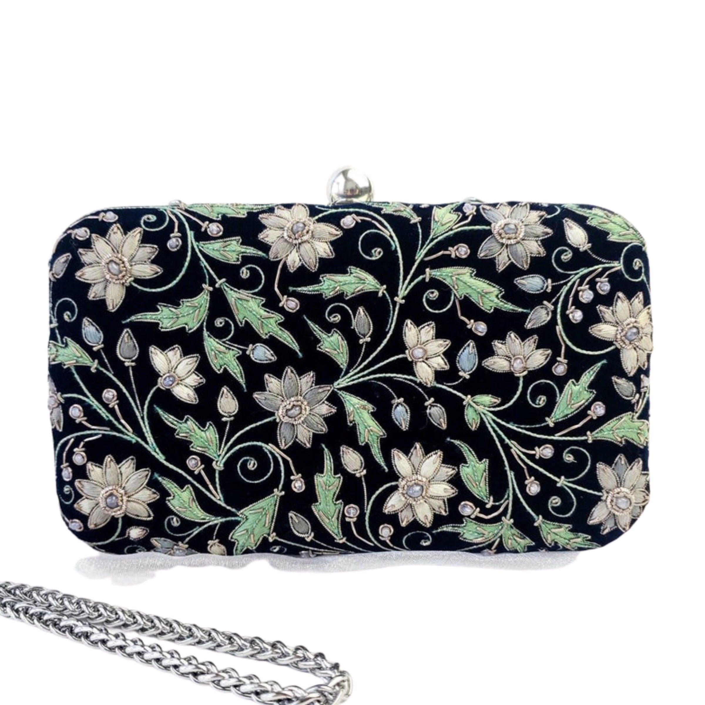 GaZooART Handmade Flower Printed Evening Bags Satin Small Day Clutch With  Chain Shoulder Handbags Wedding Female Purse Evening Clutch (Color : Black,  Size : Mini(Max Length(20cm)) : : Fashion