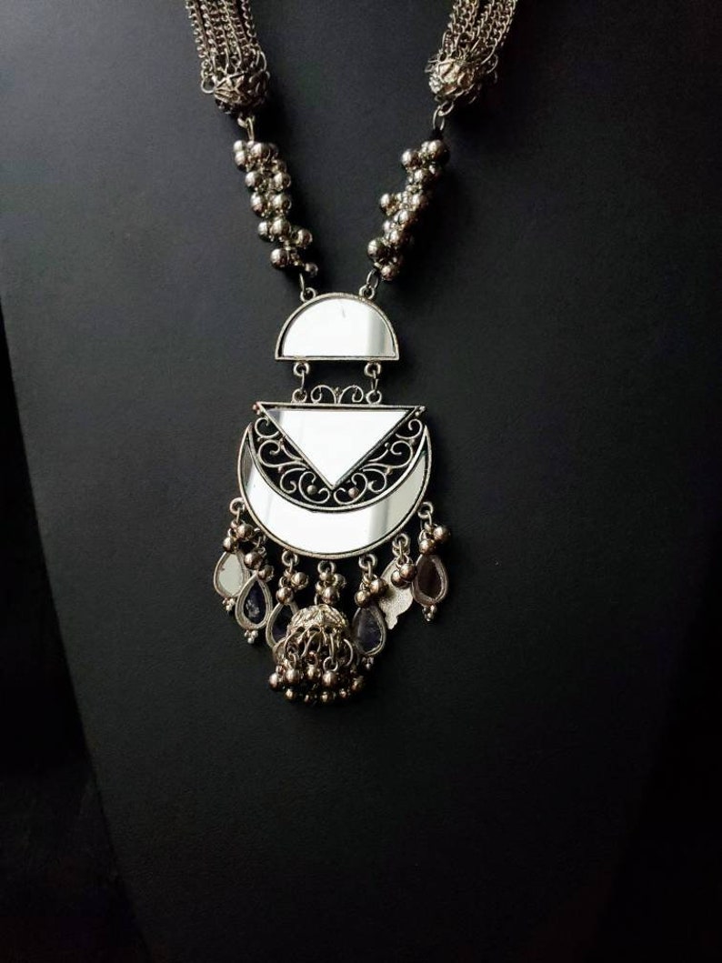 Afghani Mirror Pendant Set Multistrand 