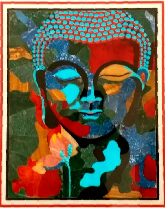 Handmade Marble Buddha Wall Art: Pietra Dura Inlay, Spiritual Decor