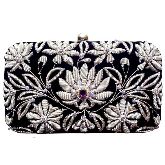 CLUTCHES AND MORE, Floral Batua Bag - Black, Womens handbags, ladies clutch,  purse and wallets : Amazon.in: Fashion