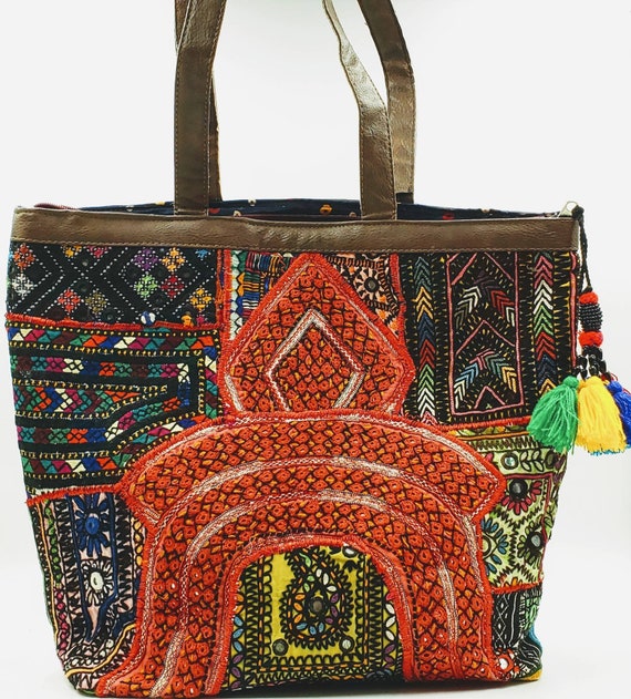 Embroidered Banjara Patchwork Tote Bag Embroidered Shoulder - Etsy