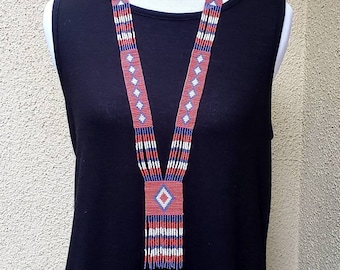 Long Seed Bead Tassel Necklace: Colorful Boho Lariat