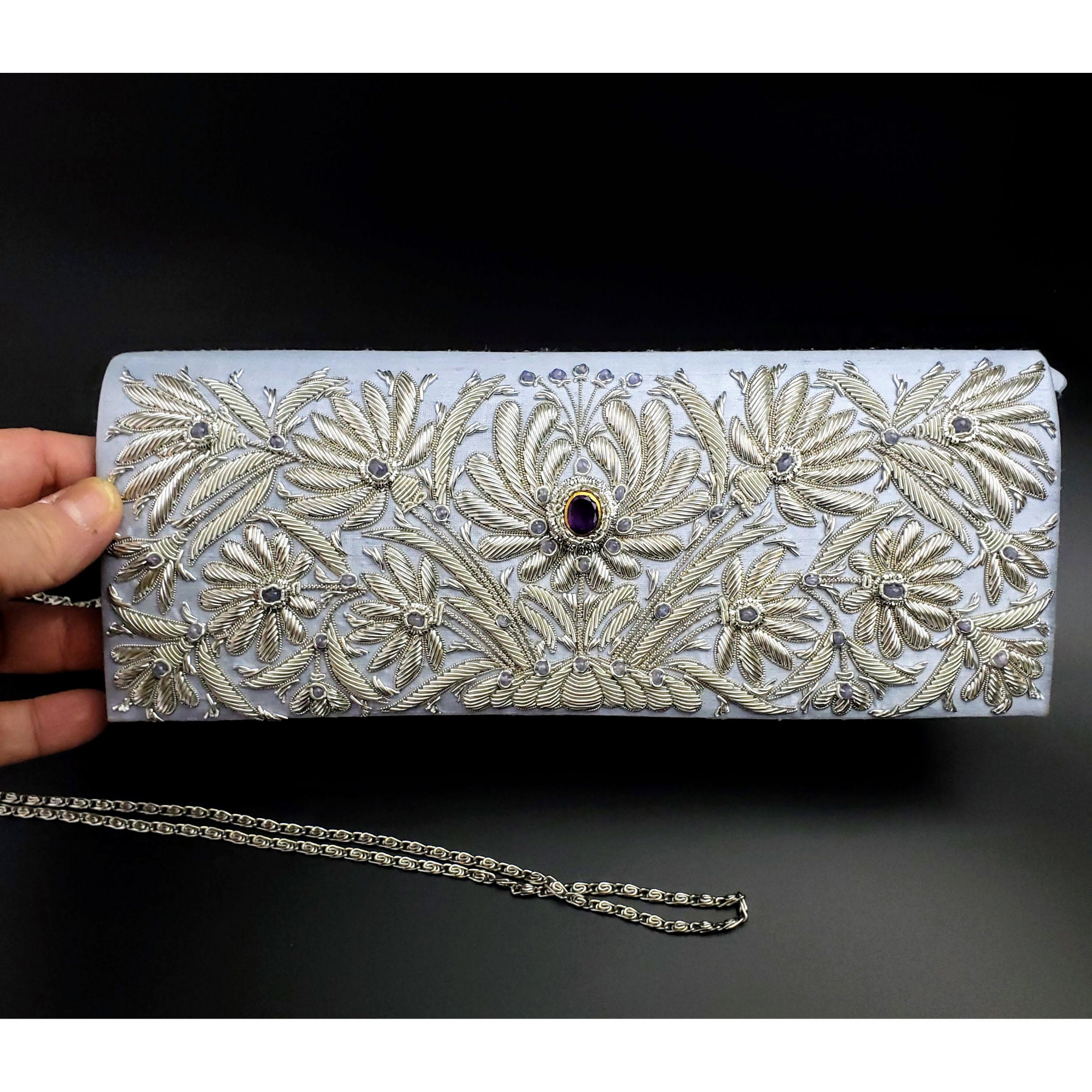 Pinprin Silver Rhinestone Clutch Bag for Women India | Ubuy