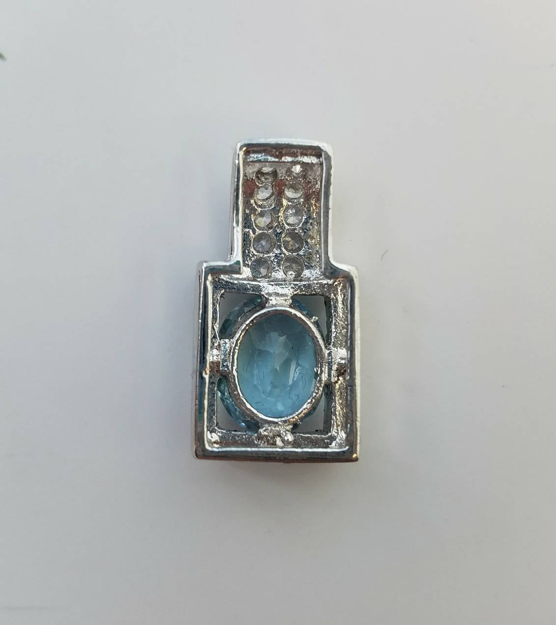 Blue topaz pendant, art deco jewelry, art deco pendant