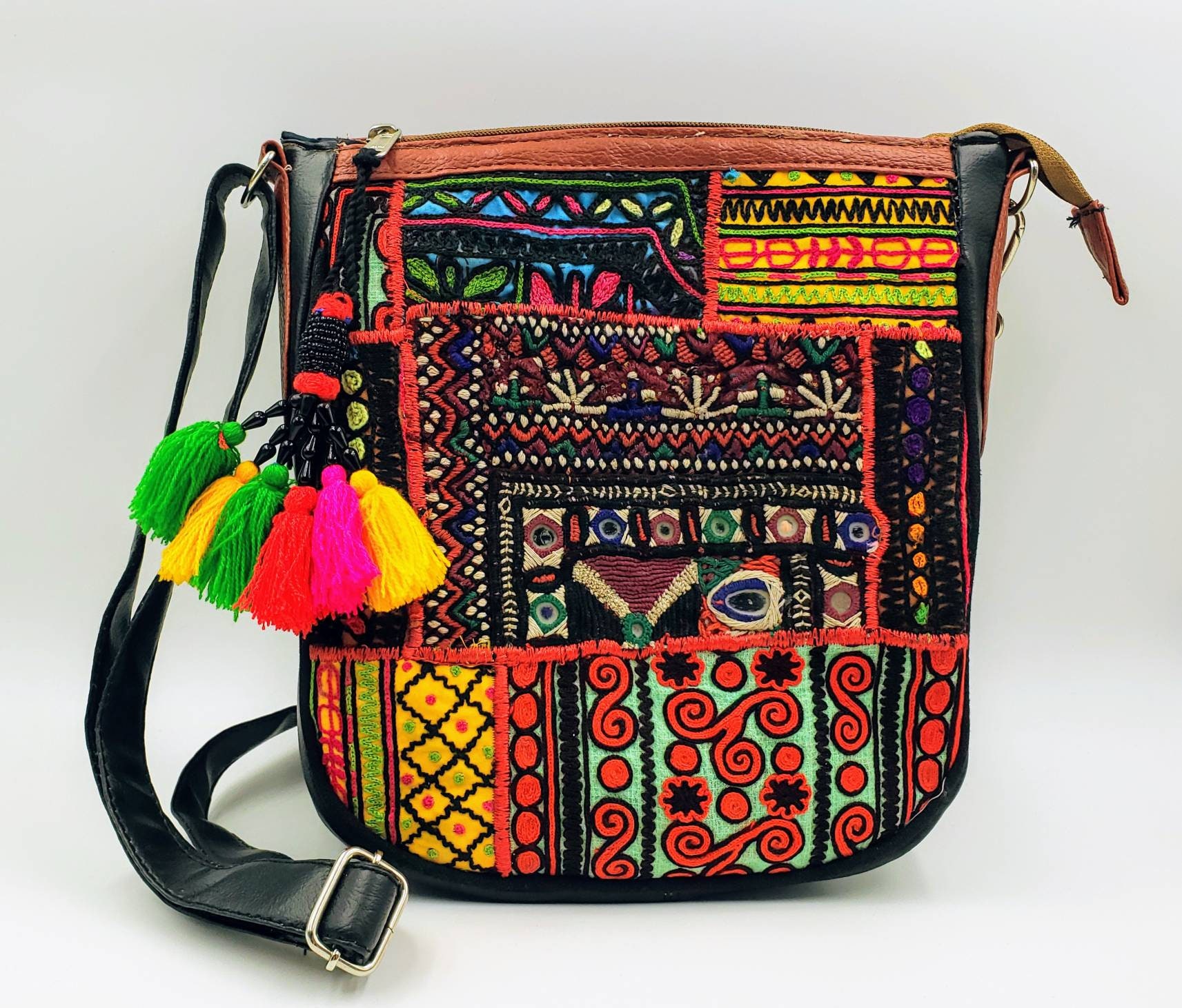 Embroidered Banjara patchwork crossbody bag, tribal crossbody bag ...