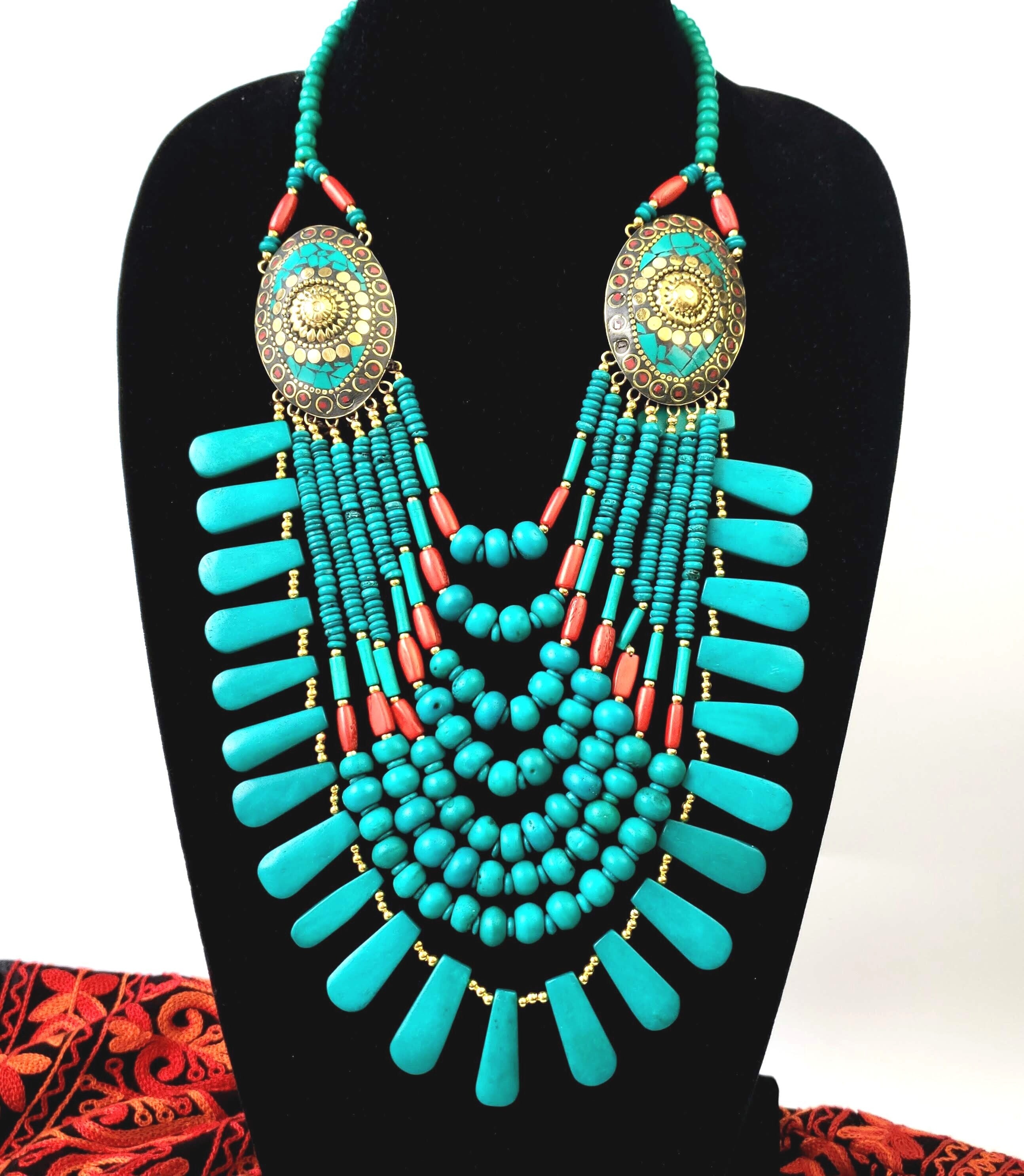 Turquoise Big Faith Bib Statement Necklace - Vivid Designs Jewelry