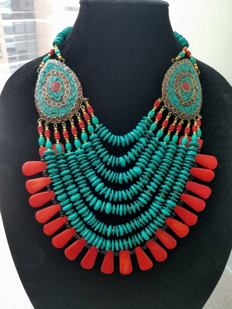 Golden Hills Turquoise Statement Necklace #1 – Spirit Mountain Silver