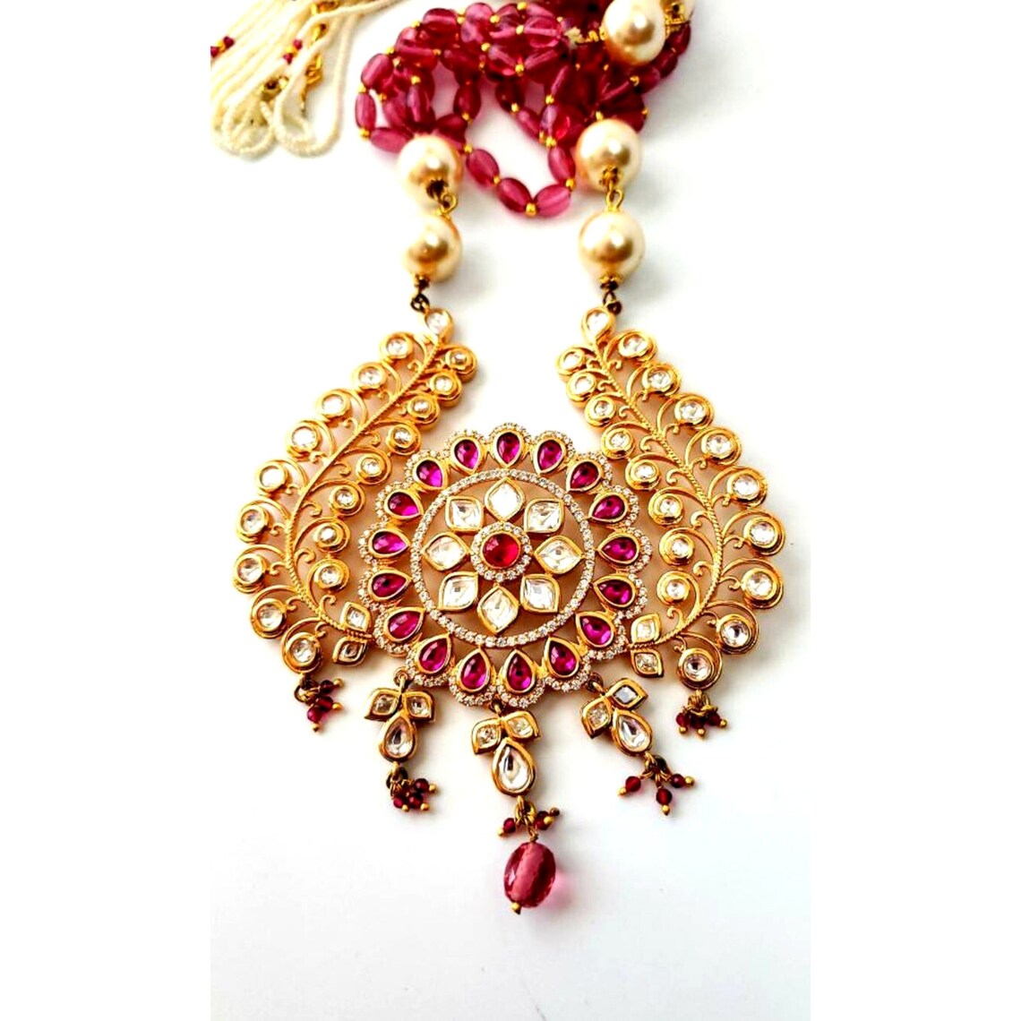 Indian Kundan Necklace Set Ruby Kundan Jewelry Kundan Pearl Etsy